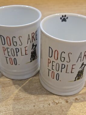 Fringe Studio Set of Two "Dogs Are People Too" Ceramic Mugs